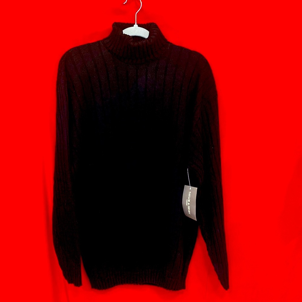 NEW NWT  Taylor 2X Men’s Black Long Sleeve Multi Rib Turtleneck Sweater